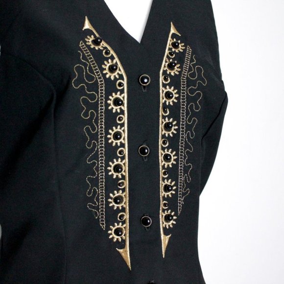 Your Sixth Sense by C&A Gold Black Embroidered Vest Unisex Size 38 - Picture 11 of 13